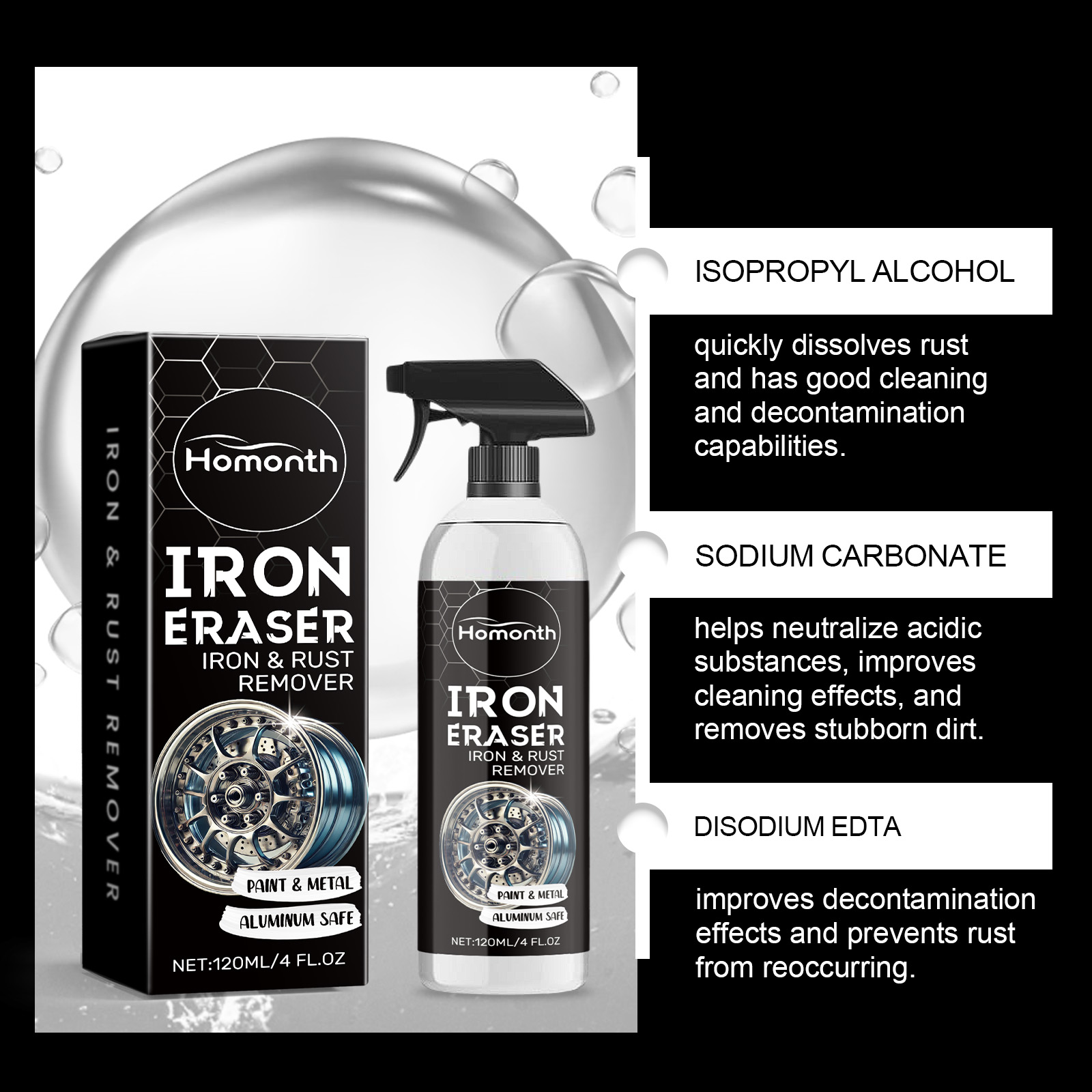 Car Wheel Rust Remover Spray E - Wheel Cleaner Alloy recension och pris