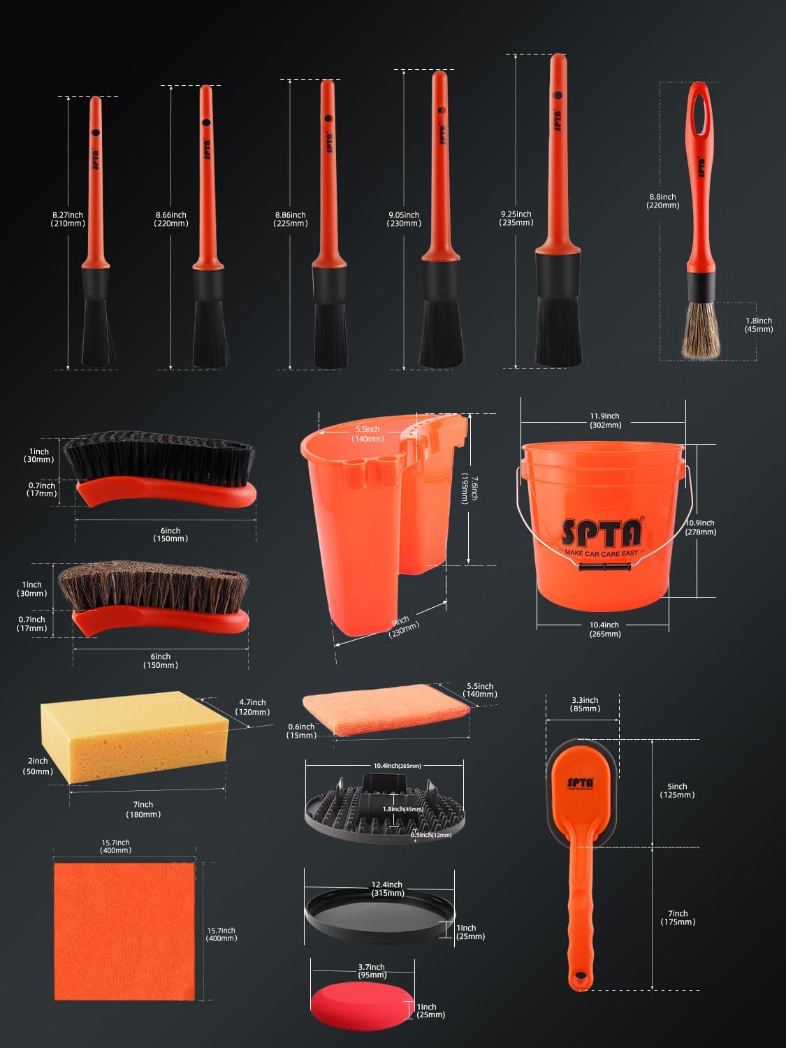 SPTA 31Pcs Car Wash 15L Bucket - Interior Detailing Kit recension och pris